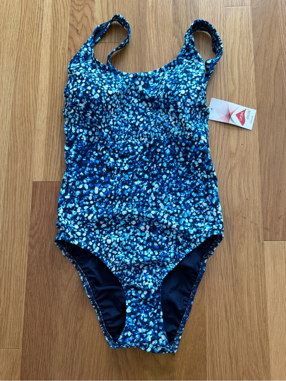 Lands' End Blue Multi-Spot One-Piece Swimsuit